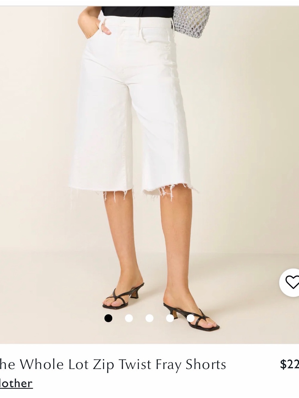MOTHER White Frayed Hem Bermuda Shorts